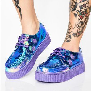 Strange Cvlt Holographic (iridescent) Teal and Purple Mermaid shoes — creepers